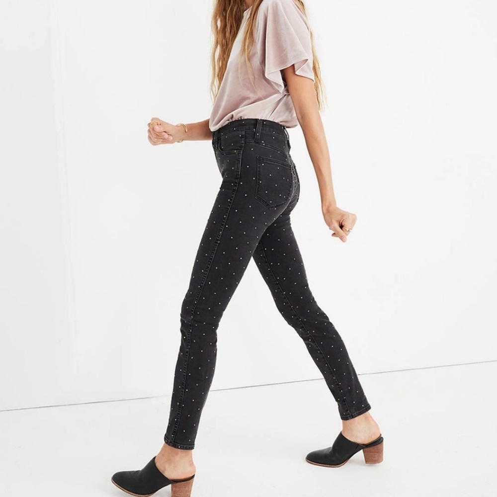 Madewell 10” High Rise Skinny Jeans Metallic Dot